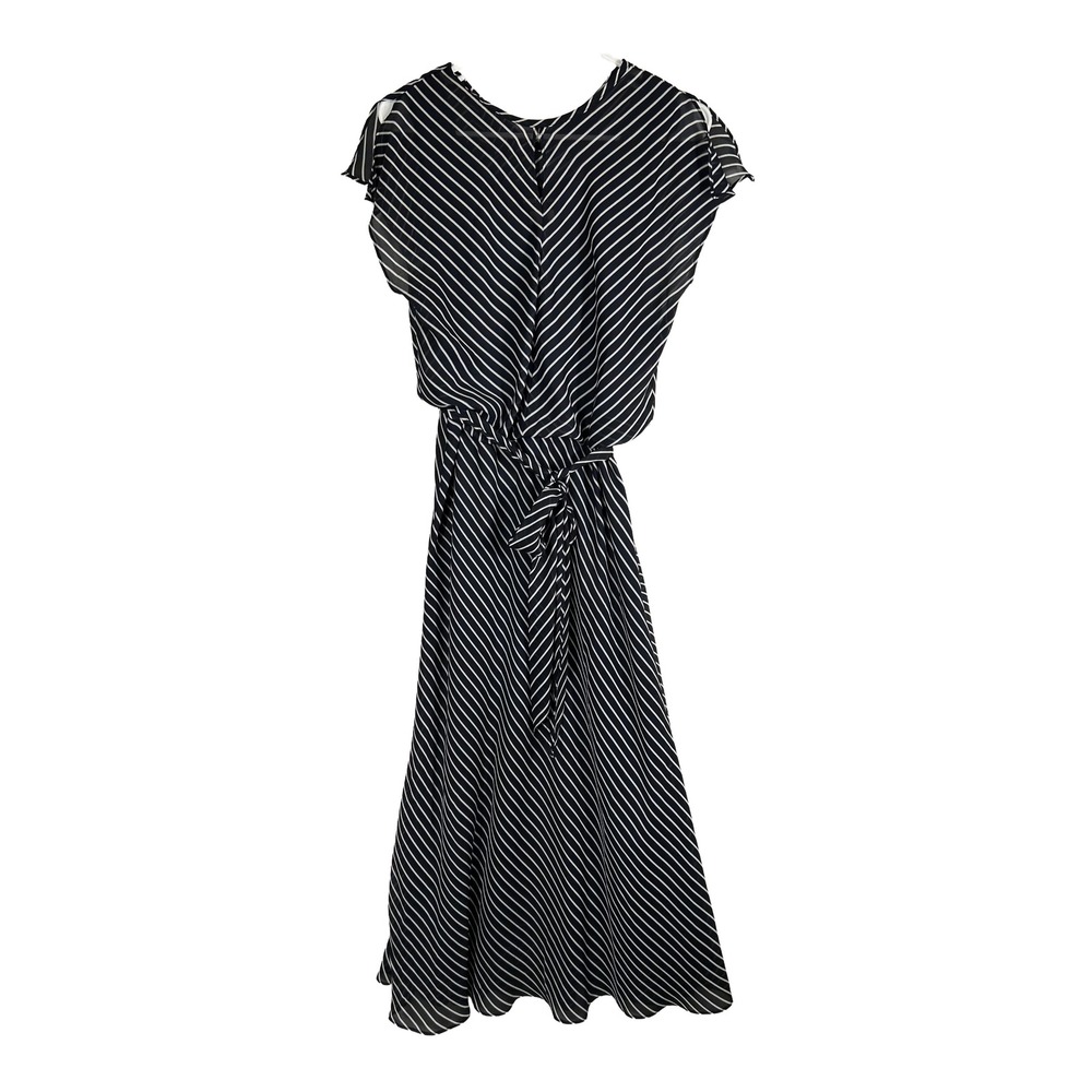 Positive Attitude Vintage Black White Striped Maxi Dress Size 8 USA